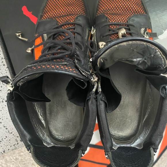 GIUSEPPE ZANOTTI Orange Leather Basketball Double-Zip High Top Sneakers - Picture 10 of 11